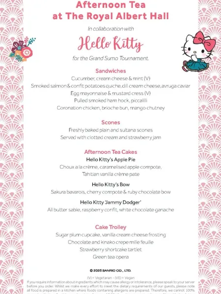 Sumo Royal Albert Hall Menu