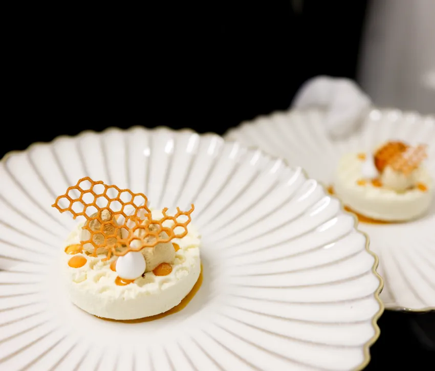 Chelsea Physic Garden dinner dessert plated Corporate Event Company - Rhubarb Events