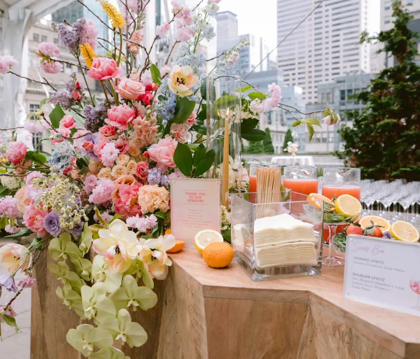 Floral drinks stall