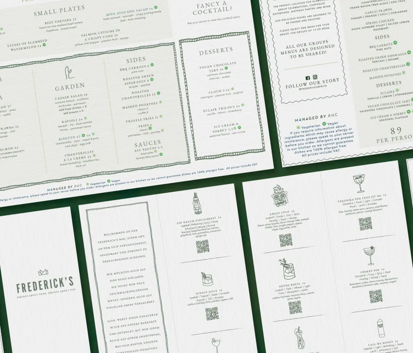 Frederick's menu