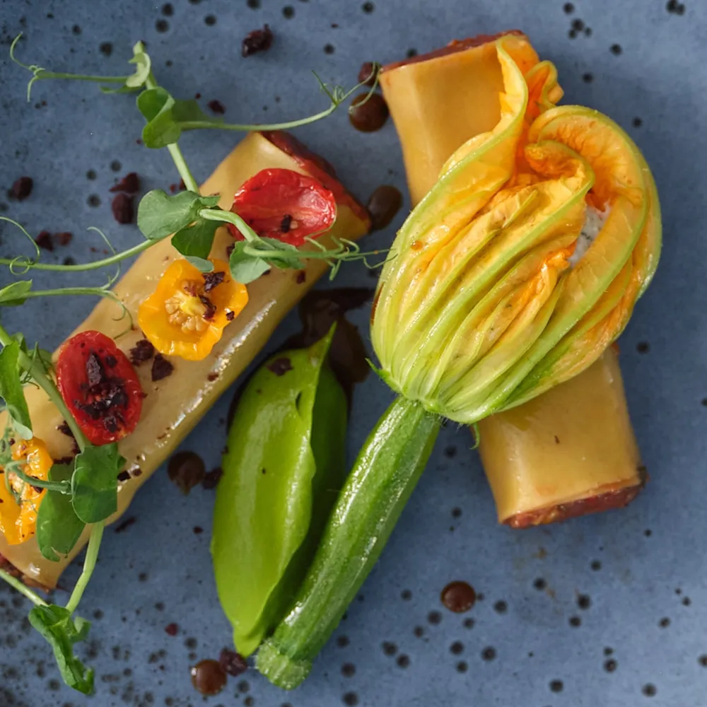 Creative Plated Dinner Lunch Rhubarb Food