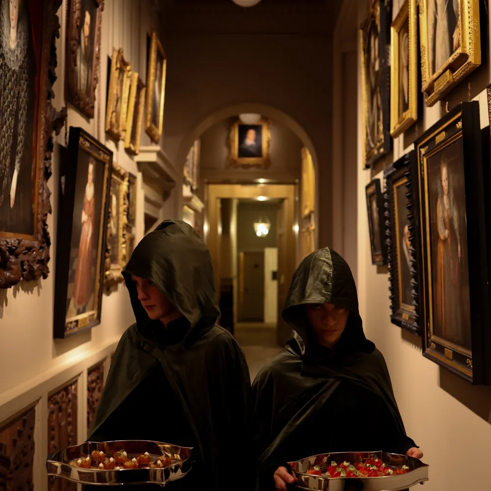 Traitors Themed Event Evening Syon Park House Sharkey George Waiters Trays Canapes Reception