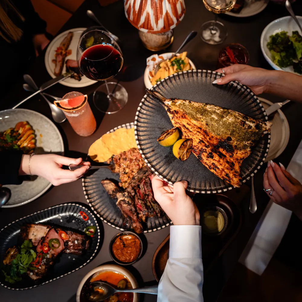 Dishes and drinks served at a table in Elemente Hamburg