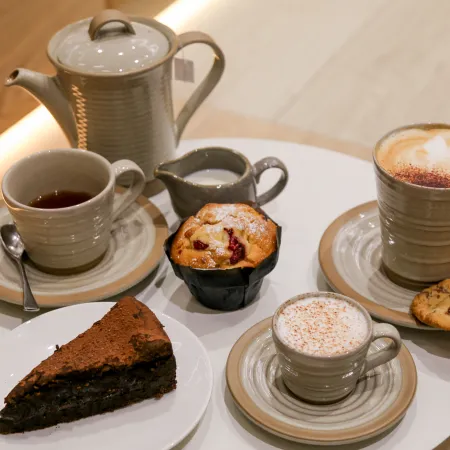 Frameless Café Spread on table Cookie Coffee Muffin
