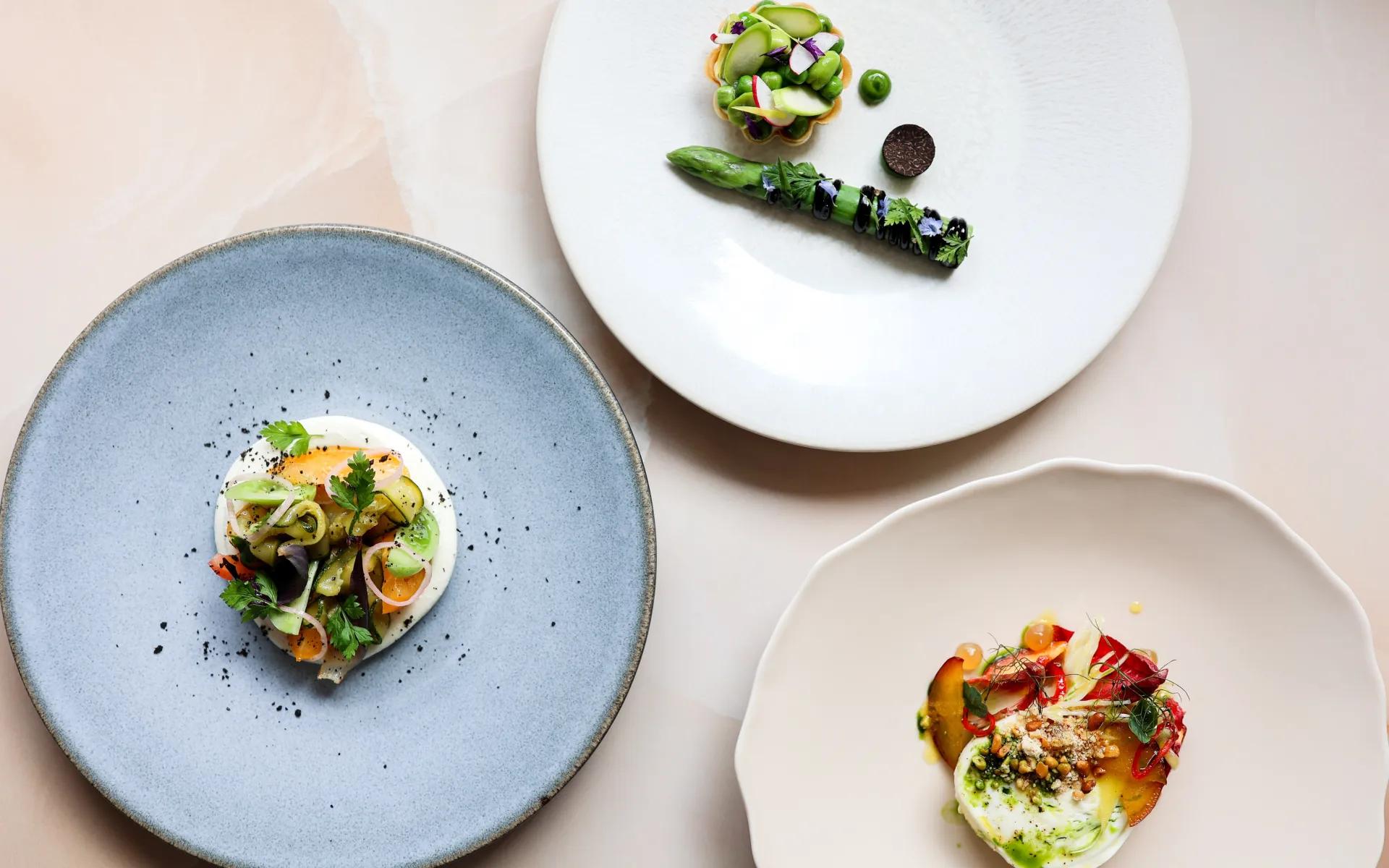 Spring Summer Three Plated Dishes