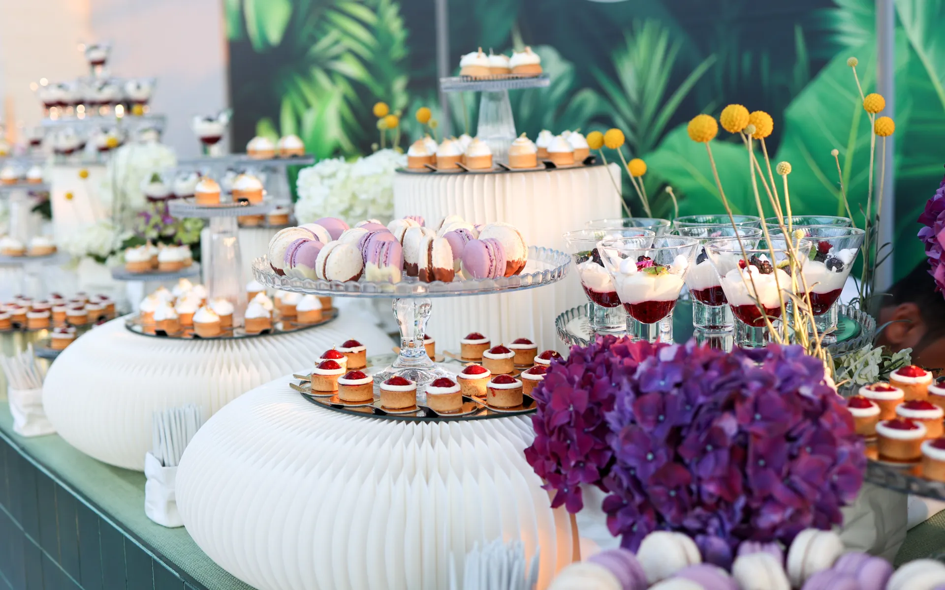 Dessert Stall with Puddings, canepes