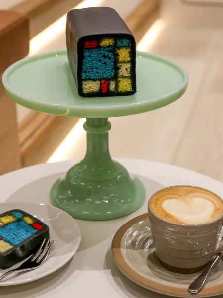 Frameless cafe bar coffee and cake