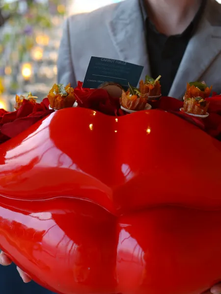 Red lip canapé tray at The Lookout