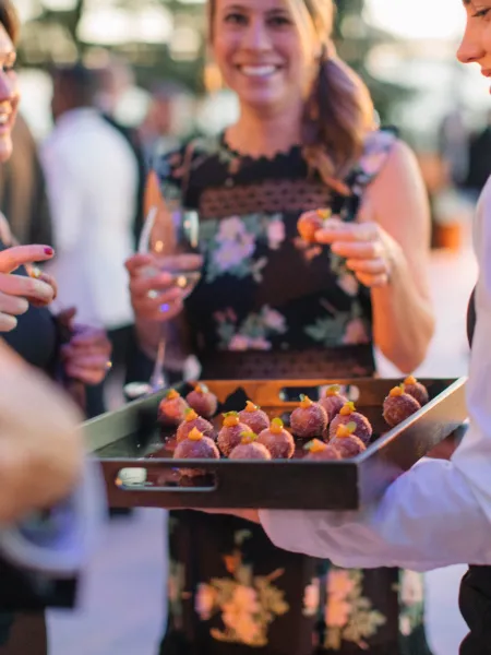Canape on tray service staff waiter 