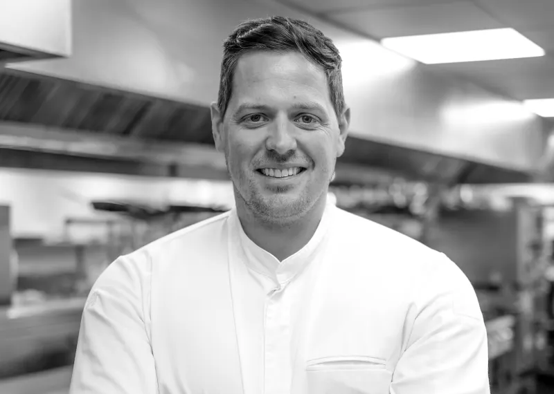Kieran Reilly New Chef Cropped Image Black & White