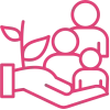 Icon of hands holding people and plants